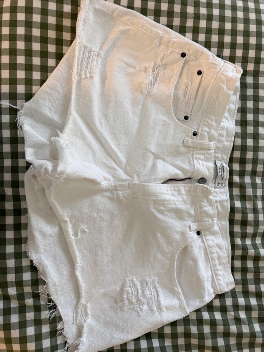 Abercrombie & Fitch White Denim Mid-Rise Shorts